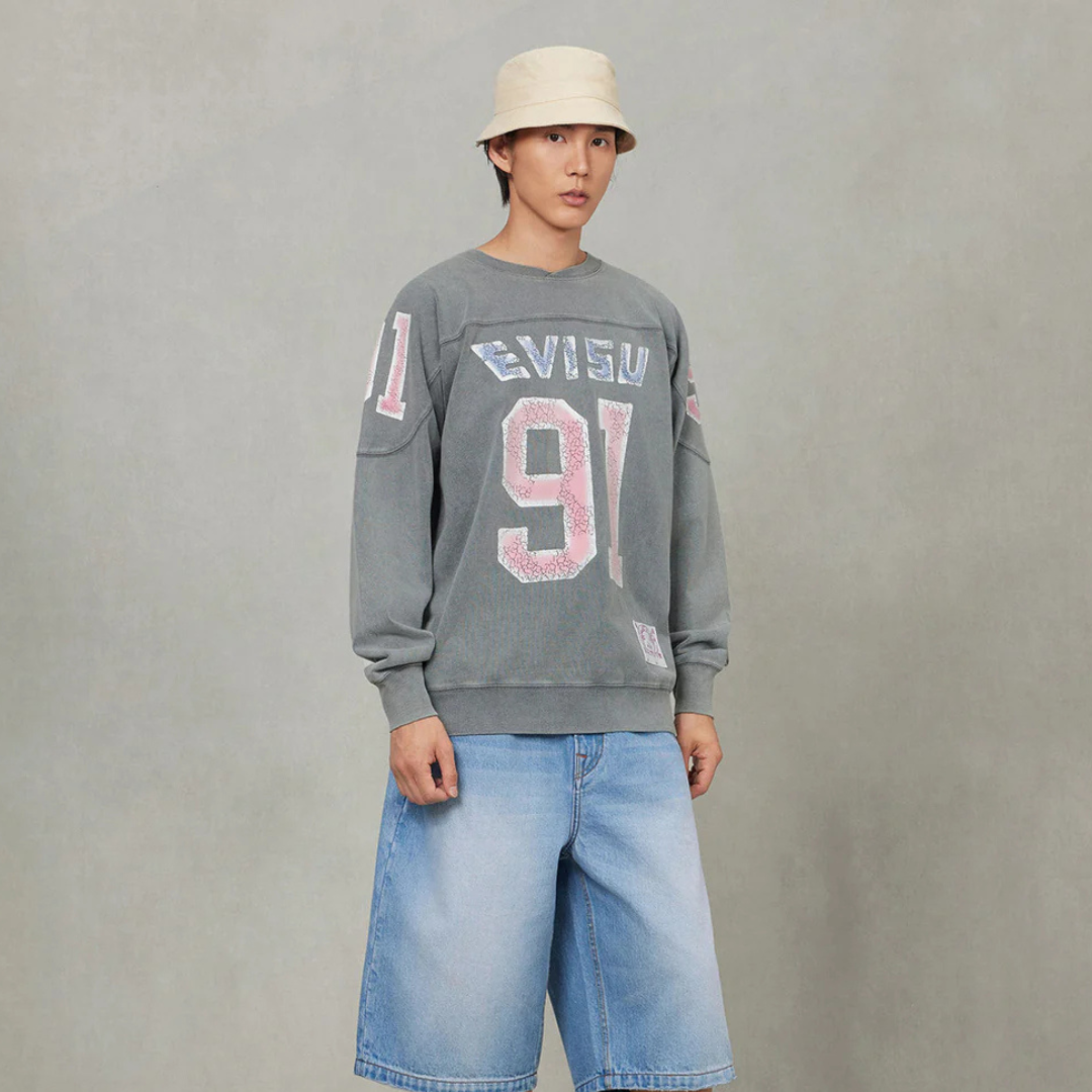 Logo and "91" Print Regular Fit Long-Sleeve T-shirt