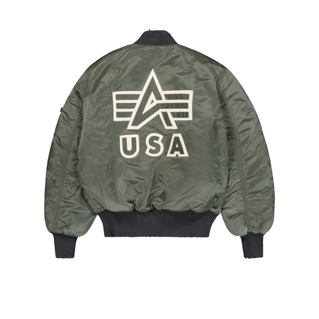 MA-1 Distressed Bomber Jacket (Vintage Green)