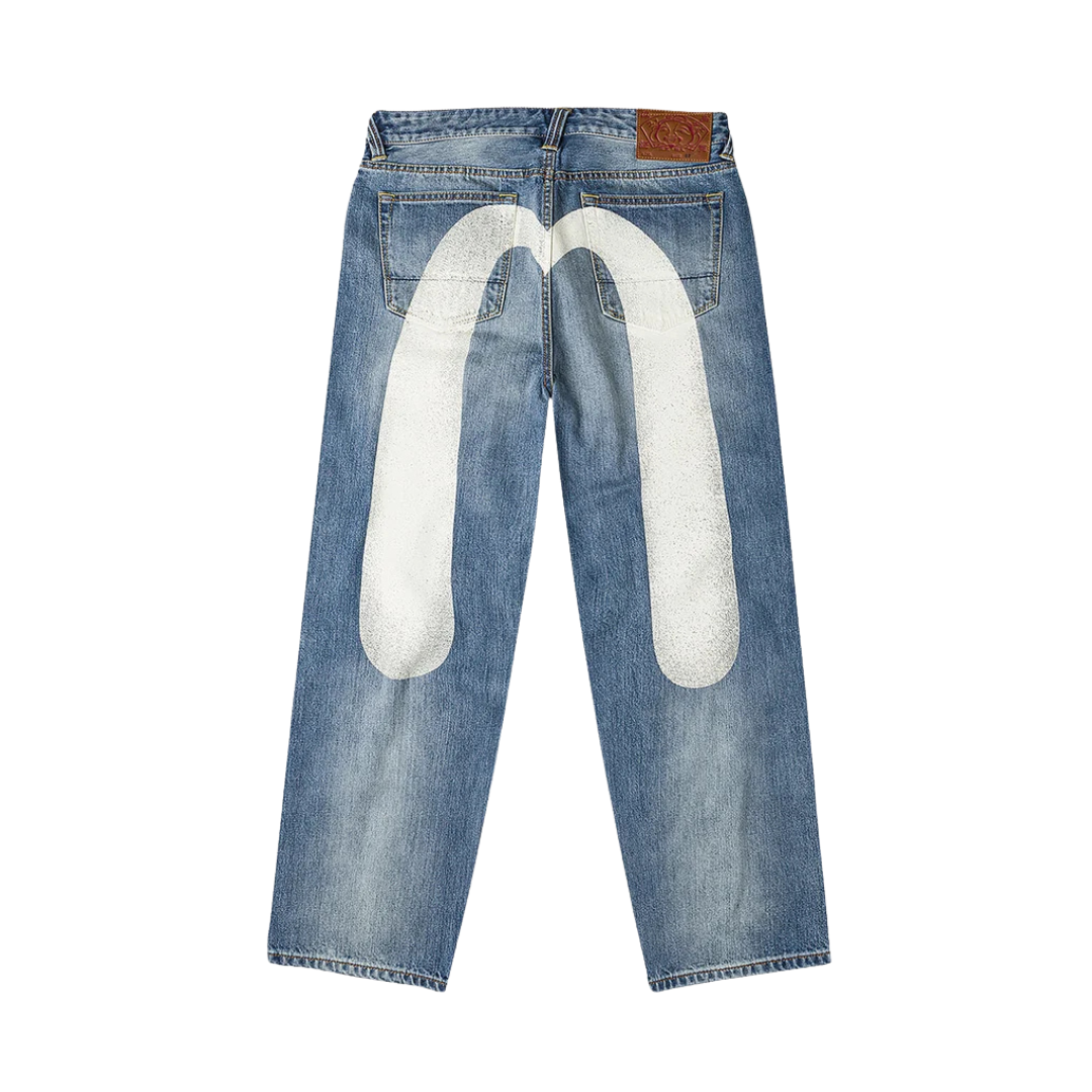 Ecru Daicock Print Loose Fit Jeans #2038