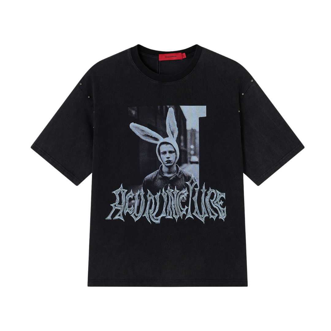 RABBIT T-SHIRT WASHED BLACK