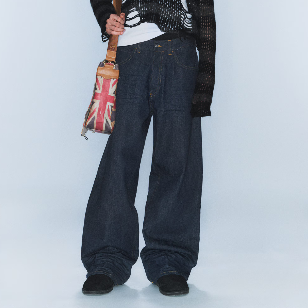 LOOSER REGULAR WAIST LOOSE STRAIGHT JEANS (Blue)