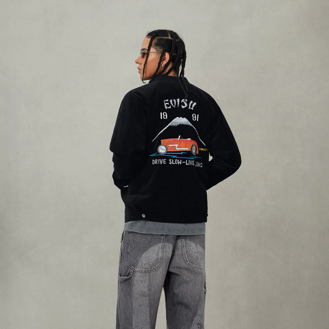 Vintage Velvet Regular Fit Padded Souvenir Jacket