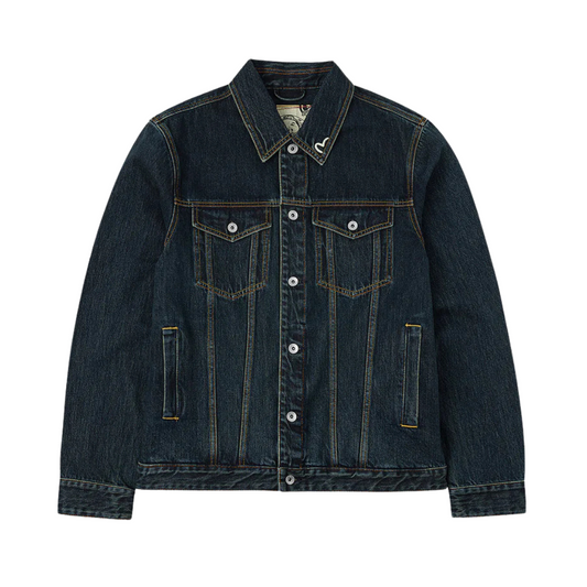 Washed Brushstroke Daicock Print Regular Fit Denim Jacket