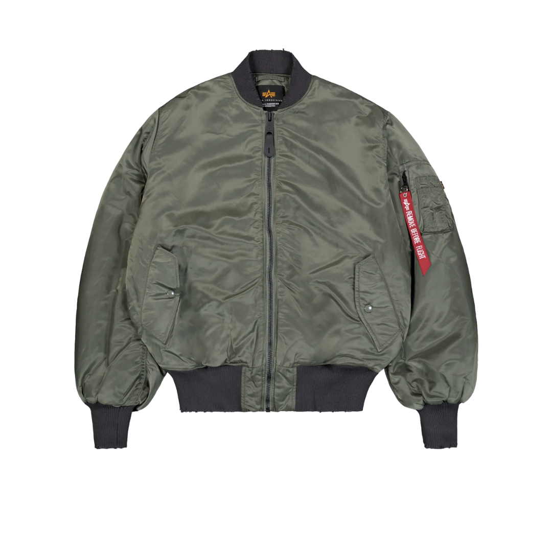 MA-1 Distressed Bomber Jacket (Vintage Green)
