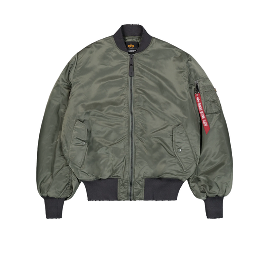 MA-1 Distressed Bomber Jacket (Vintage Green)