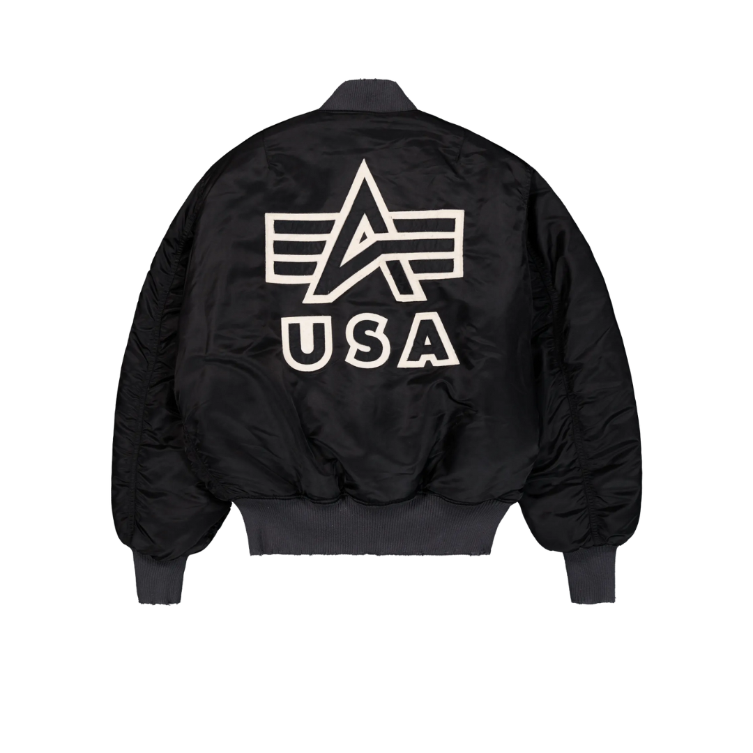 MA-1 Distressed Bomber Jacket (Black)