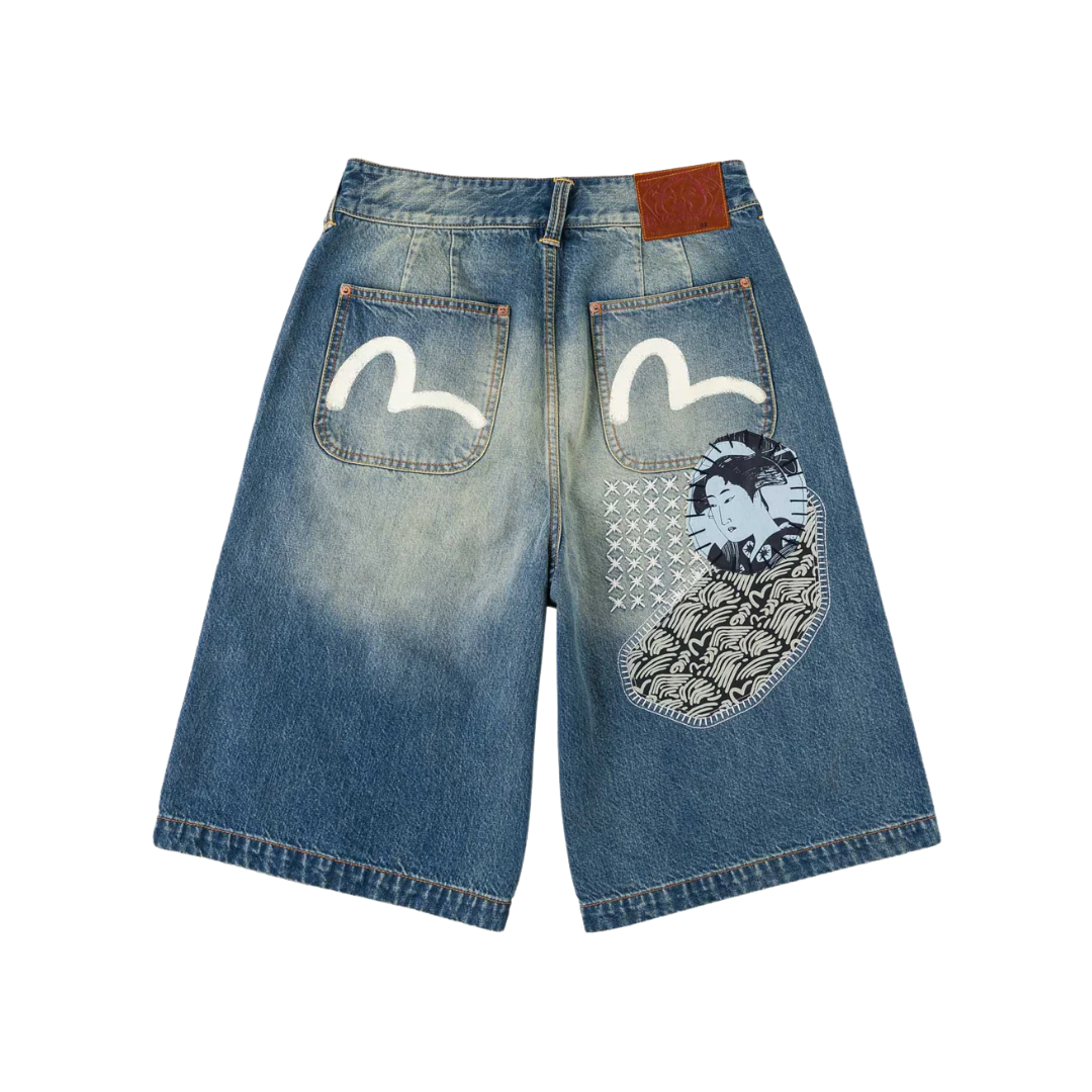 Sashiko Patch Denim Shorts